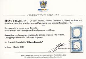 1861 - 20 cent. azzurro, coppia ... 