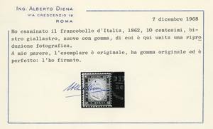 1862 - 10 cent. bistro arancio, ... 