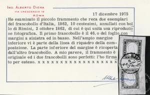 1862 - 10 cent. oliva chiaro, due ... 