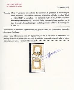 1862 - 10 cent. oliva chiaro, due ... 