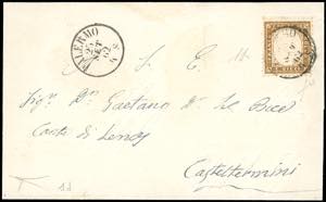 1862 - 10 cent. bruno scuro (1d), pos. 4, ... 