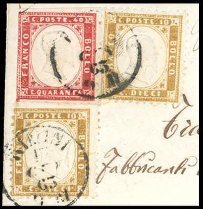 1863 - 10 cent. bistro oliva (1e), ... 