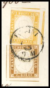 1863 - 10 cent. bistro oliva (1e), ... 