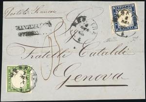 1863 - 20 cent. indaco, bordo di foglio a ... 