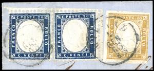 1863 - 20 cent. indaco (2), due ... 