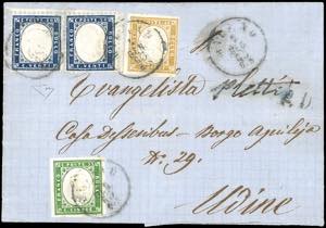 1863 - 20 cent. indaco (2), due esemplari, ... 