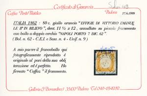 1862 - 80 cent. giallo arancio ... 