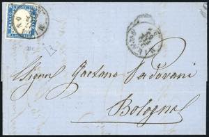1863 - 15 cent. cobalto latteo tipo Sardegna ... 