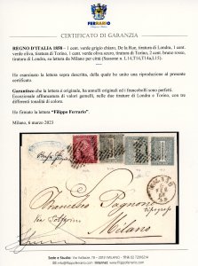 1858 - 1 cent. De La Rue, tre ... 