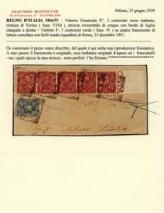 1891 - 2 cent. De La Rue, tiratura ... 