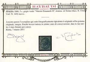 1866 - 5 cent. grigio verde, De la ... 