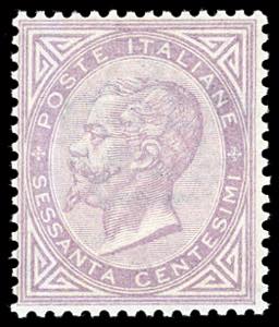 1863 - 60 cent. lilla chiaro, De la Rue, ... 