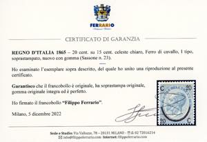 1865 - 20 cent. su 15 cent. Ferro ... 