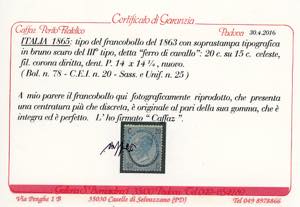1865 - 20 cent. su 15 cent. Ferro ... 