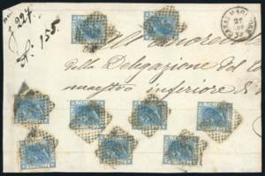 1867 - 20 cent. azzurro, tiratura di Torino ... 