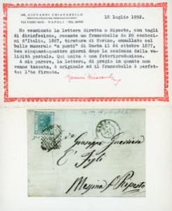 1877 - 20 cent. azzurro, tiratura ... 