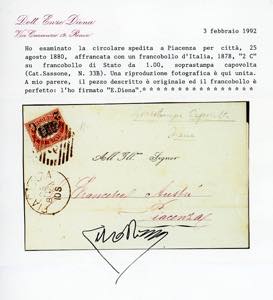 1880 - 2 cent. su 1 lira  Servizio ... 