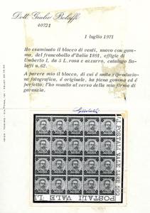 1891 - 5 lire carminio e azzurro ... 