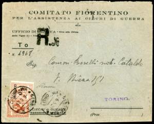 1924 - 2 cent. Floreale, 10 cent. su 2 cent. ... 