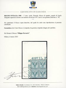 1901 - 5 cent. verde Floreale, ... 