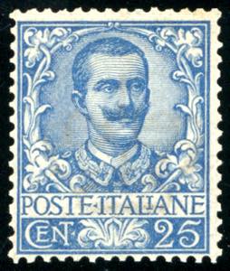 1901 - 25 cent. Floreale (73), nuovo, gomma ... 