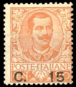 1905 - 15 cent. su 20 cent. Floreale, stampa ... 