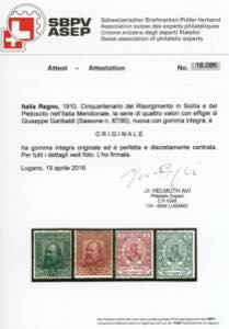 1910 - Garibaldi (87/90), discreta ... 