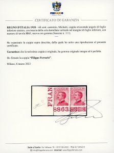 1918 - 60 cent. carminio Michetti, ... 