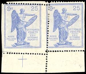 1921 - 25 cent. Vittoria (122), coppia ... 