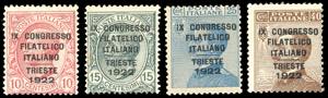 1922 - Congresso Filatelico, serie completa ... 