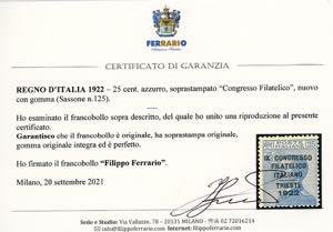 1922 - 25 cent. soprastampato ... 