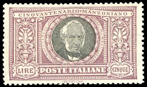1923 - 5 lire Manzoni (156), ben centrato, ... 