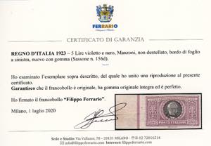 1923 - 5 lire Manzoni, non ... 