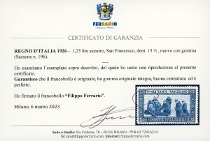 1926 - 1,25 lire San Francesco, ... 