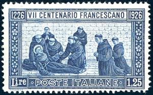 1926 - 1,25 lire San Francesco, dent. 13 1/2 ... 