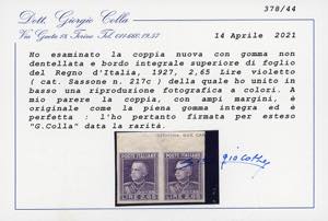 1927 - 2,65 lire Parmeggiani, non ... 