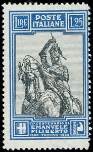 1928 - 1,25 lire Emanuele Filiberto, dent. ... 