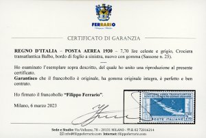 1930 - 7,70 lire Crociera Balbo ... 