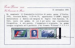 1933 - 5,25 + 44,75 lire Trittico ... 