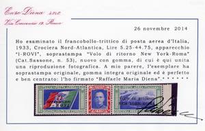 1933 - 5,25 + 44,75 lire trittico ... 