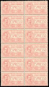 1903 - 25 cent. (1), blocco di 12 esemplari, ... 