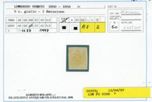 1850 - 5 cent. giallo ocra (1), ... 