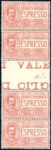 1922 - 60 cent. rosso (7), striscia ... 