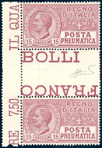 1928 - 15 cent. lilla (12), coppia verticale ... 