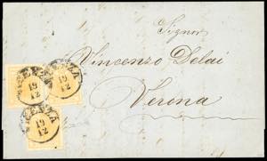 1854 - 5 cent. giallo ocra (1), tre ... 