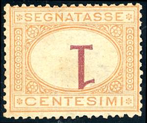 1870 - 1 cent. ocra e carminio, cifra ... 
