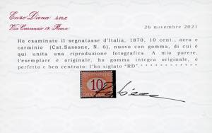 1870 - 10 cent. ocra e carminio ... 