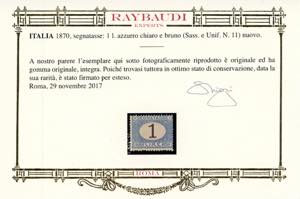1870 - 1 lira azzurro chiaro e ... 