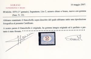 1870 - 2 lire azzurro chiaro e ... 