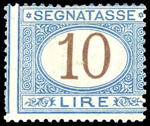 1870 - 10 lire azzurro e bruno (14), gomma ... 